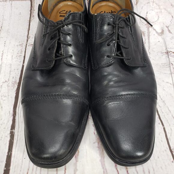Clarks Collection Men's Black Leather Soft Cushion Oxford Shoes Size 11 - Picture 2 of 12